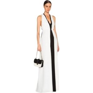 Valentino Two-Tone Ruched Waist Gown, Ivory | Black, Size 6, NWT